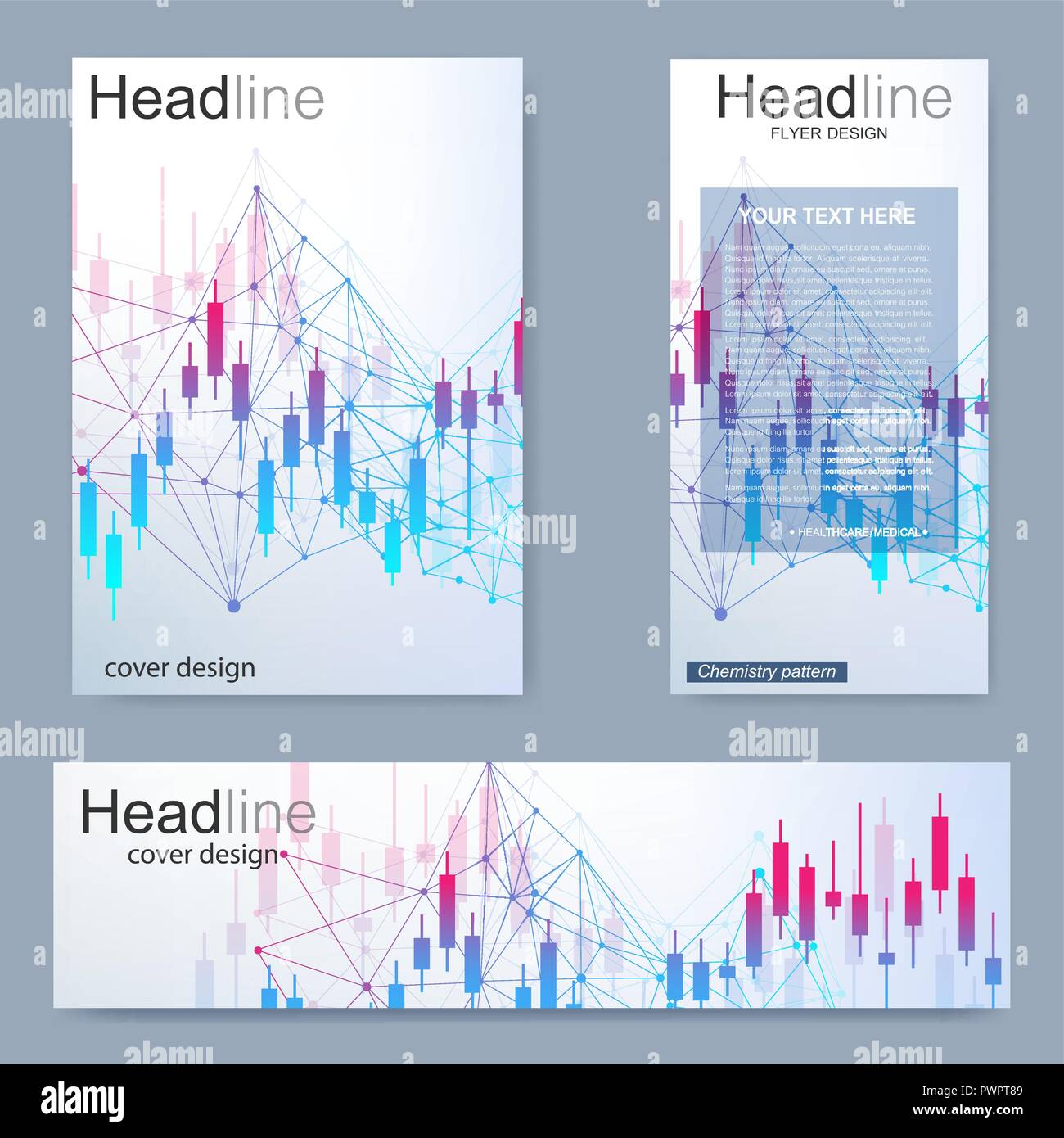 Set Flyer Brochure Size A4 Template Banner Stock Market Or Forex - 
